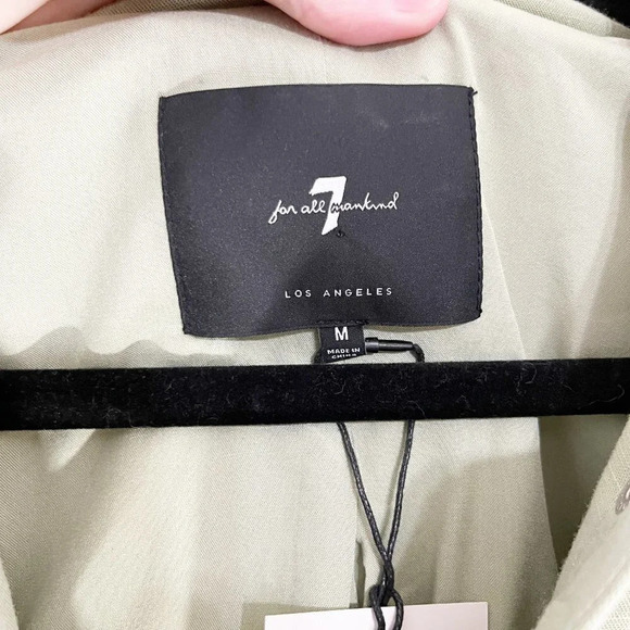 7 For All Mankind Sage Green Lightweight Jacket with Eyelet Lace Sleeves Medium - Picture 6 of 9